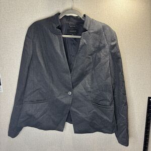 Talbots Size 14 Women's 99% Wool Gray Heathered Italian Flannel Blazer/Jacket